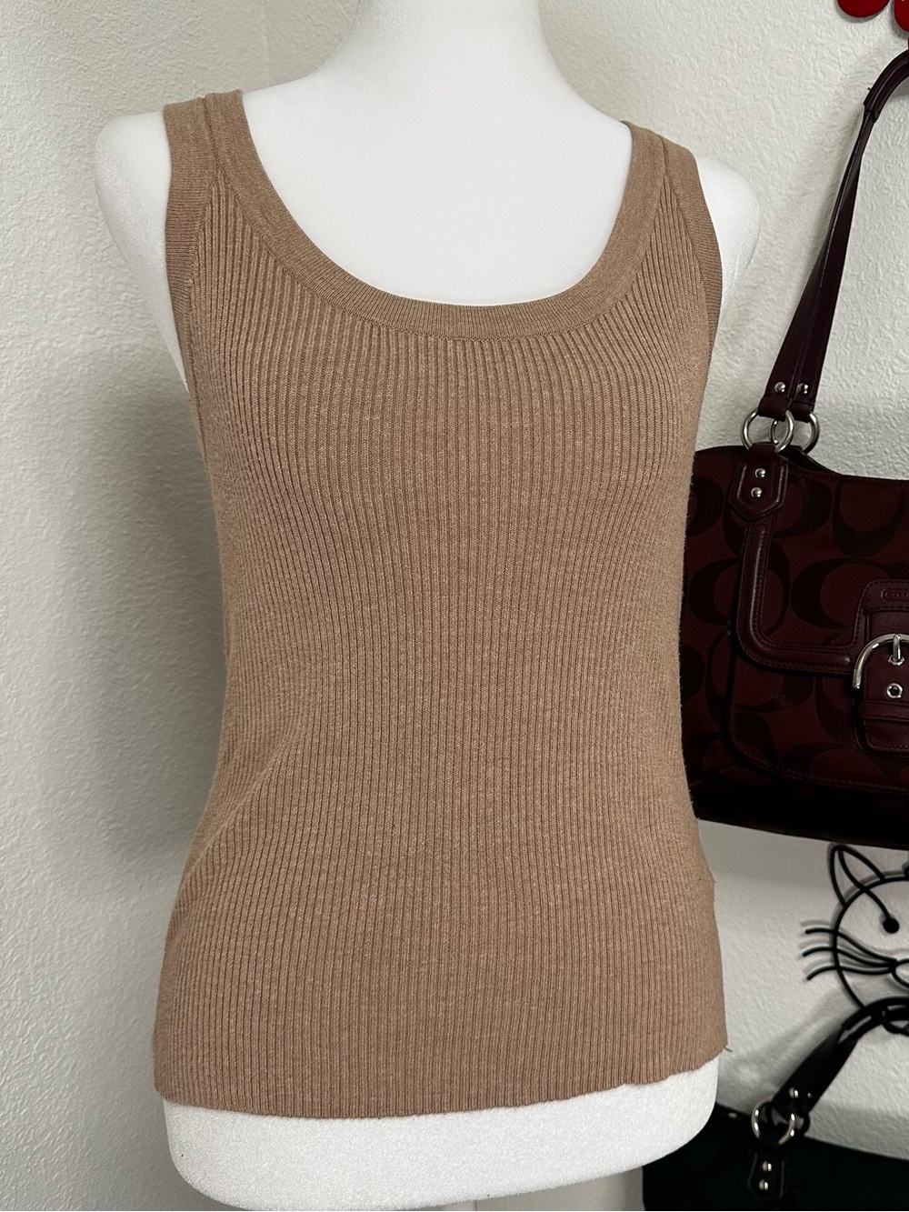 Brown Tan Ribbed Knitted Tank Top Women's H&M small shirt